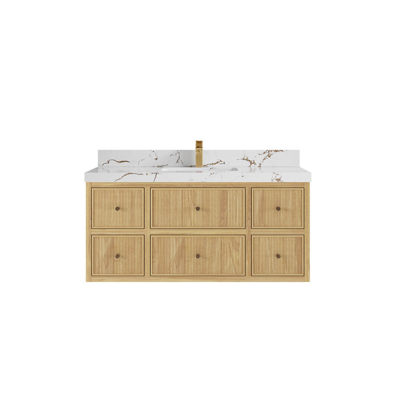 Meuble-lavabo simple 48 po avec plateau en quartz Nedrick