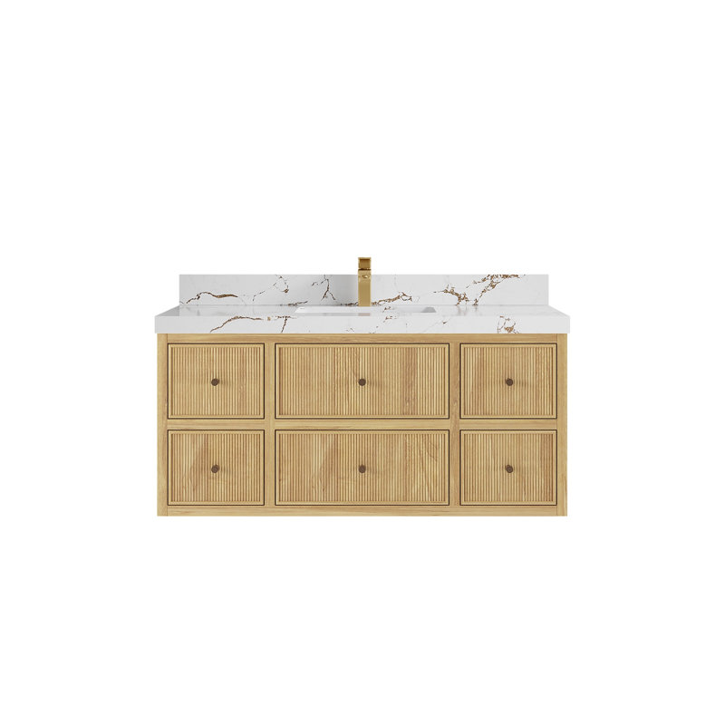 Nedrick 48 " W Wall Mounted Wall Mounted 1 Single Vanity Bathroom Vanity With Quartz Top