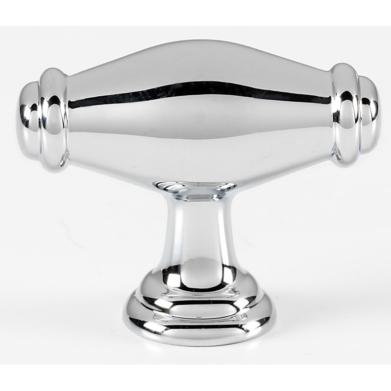 Polished Chrome Traditional T-Handle Bar Knob with Mounting Hardware
