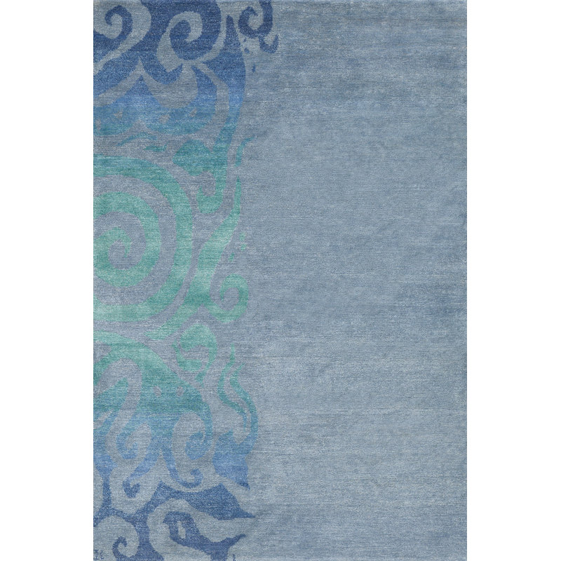Pacific Abstract Area Rug in Cobalt Blue/Teal/Aqua, Rectangle 4' x 6'