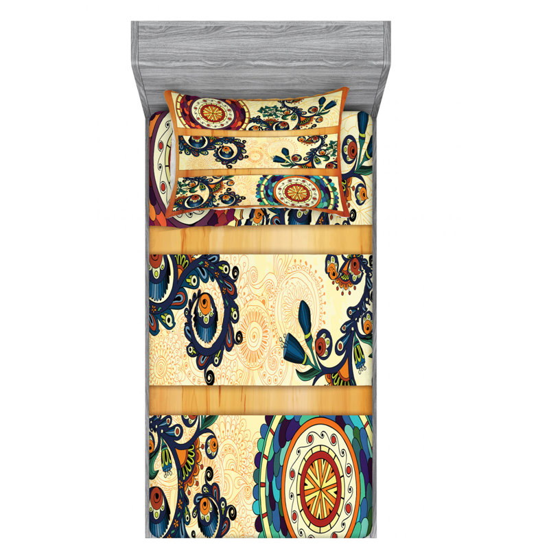 Microfiber Floral Sheet Set, Twin XL Sheet Set with Fitted Sheet