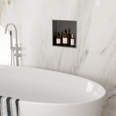Stainless Steel Shower Niche 12"X12" Single Shelf Bathroom Niche Wall Soap Rectangle Decoration Organizer In Wall For Livingroom Storage Horizontal Use