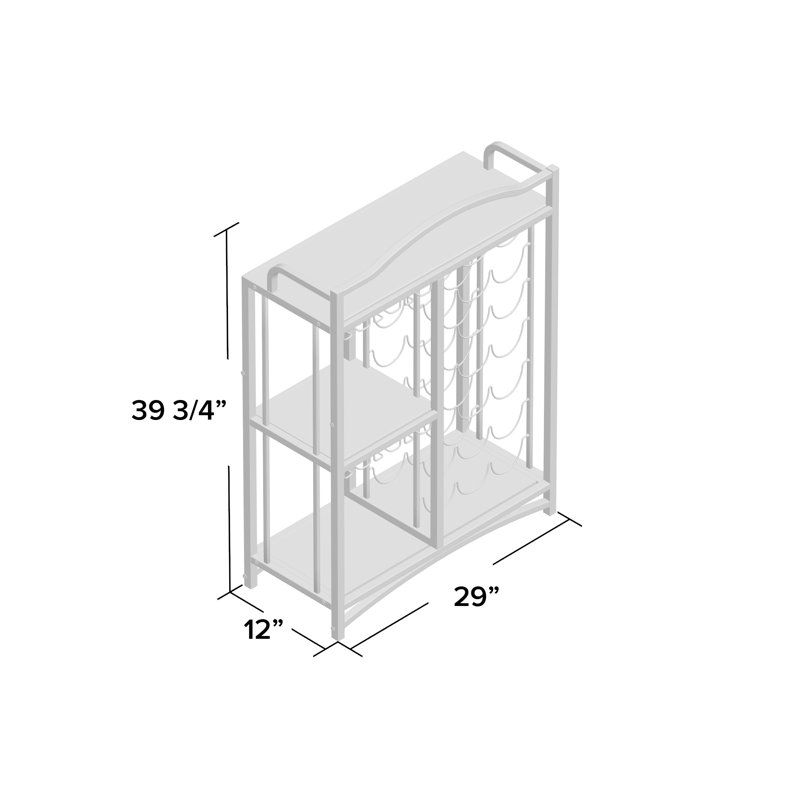 Rack Table Bar Cabinet Shelves, Liquor Wine Storage Stand with Glass Holder-Holds 21 Bottles, Small