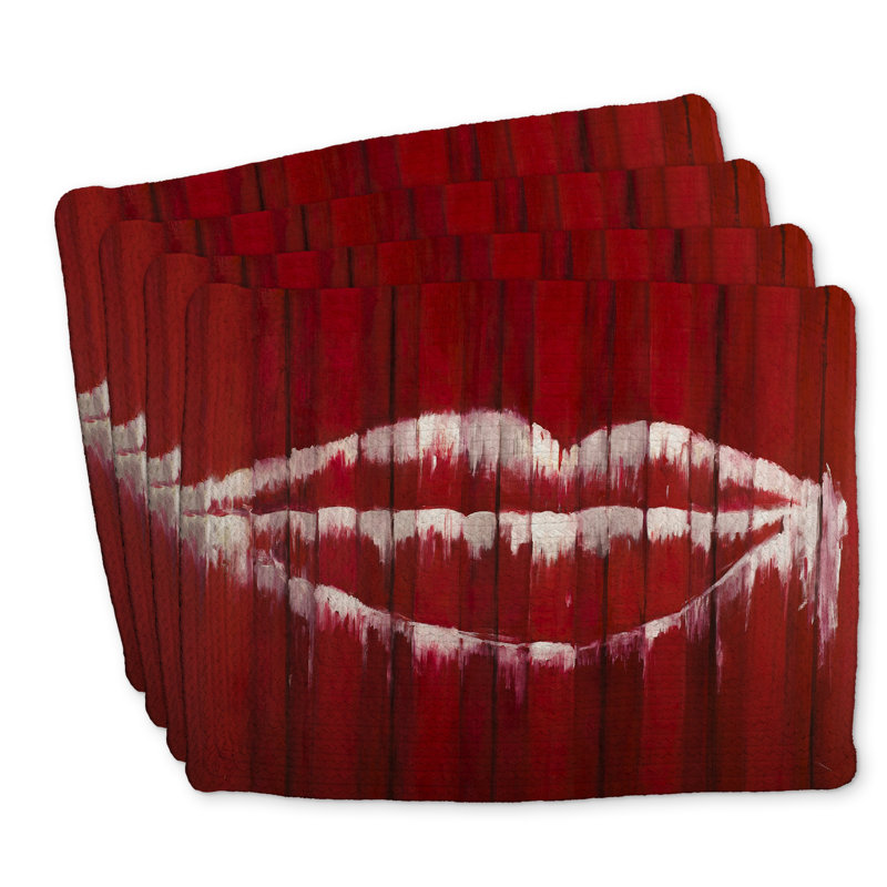 Ensemble de 4 napperons en polyester tressé à la bouche Graffiti - Décoration intérieure
