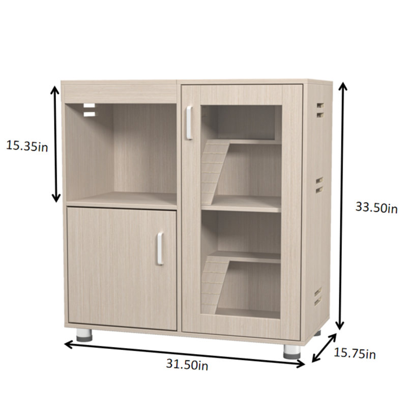 Cage à hamster avec armoire de rangement et fenêtres en acrylique - Pour petits animaux de compagnie, facile à monter, convient au cochon d'Inde