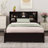 Wood Platform Bed With Bookcase Headboard, Built-In Downlight-1016111010-1016111008