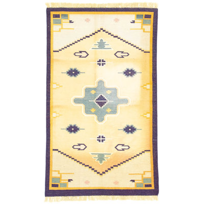 Geometric Wool Hand Woven 90cm X 150cm Area Rug