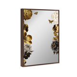 Golden Floral Love Animals Framed Mirror by Oliver Gal