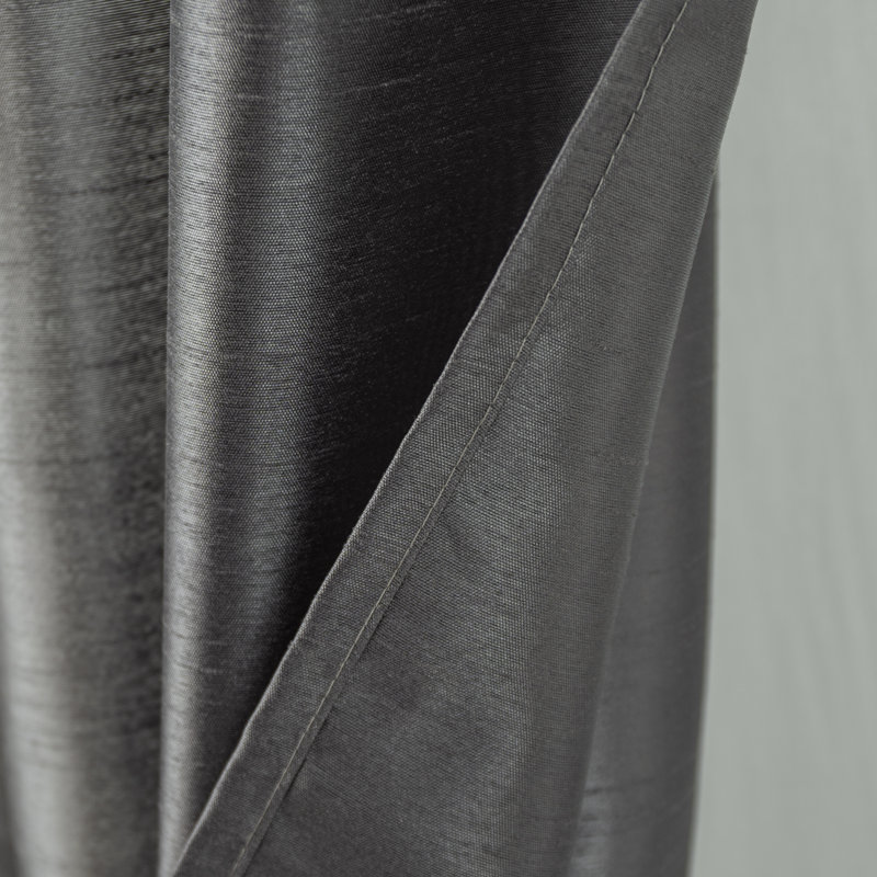 Paire de rideaux en fausse soie Manvik, Gris anthracite
