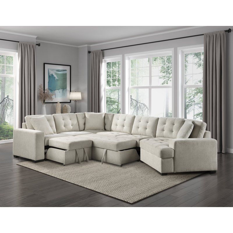 Canapé modulaire de coin symétrique Aneria, H 36,5 po x l 149 po x P 97,5 po, Chenille beige