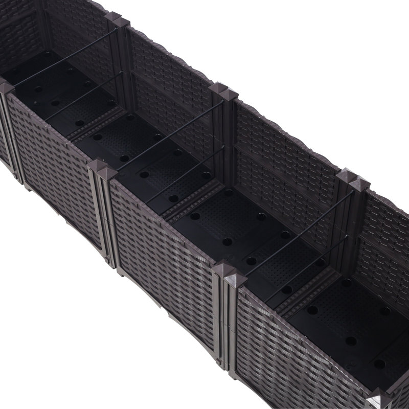 Deep Raised Garden Bed Plastic Planter Boxes For Vegetables Flowers Herbs And Succulents,Self-Watering Planter Box Raised Bed To Grow Flowers, Herbs & Vegetables, 15.7" D X 14.7" H