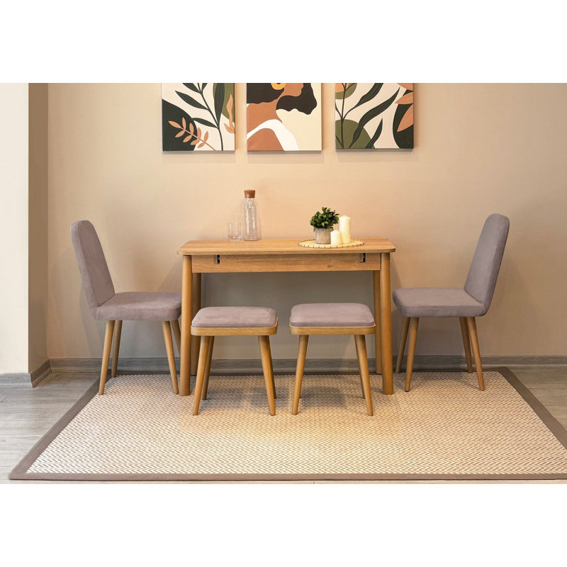 Ensemble de table et chaises de salle à manger extensible D urguard (5 pièces), Gris