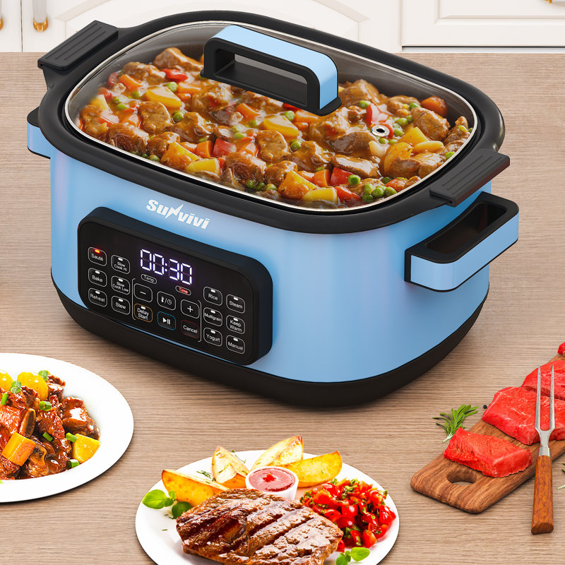 6.5QT 12-In-1 Programmable Multi Slow Cooker, Blue