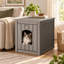 Maison pour chat en résine étanche de 54,5 cm de hauteur, avec bac à litière intégré pour usage intérieur et extérieur.-1501828505