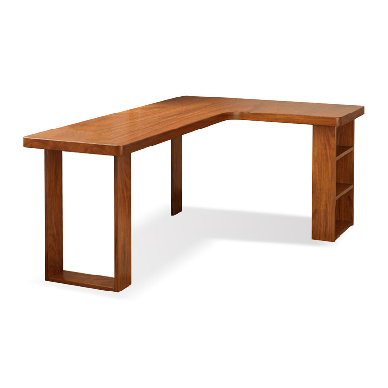 Walnut L-Shaped Solid Wood desks, Right Hand Return, 29.53" H x 70.87" W x 39.37" D