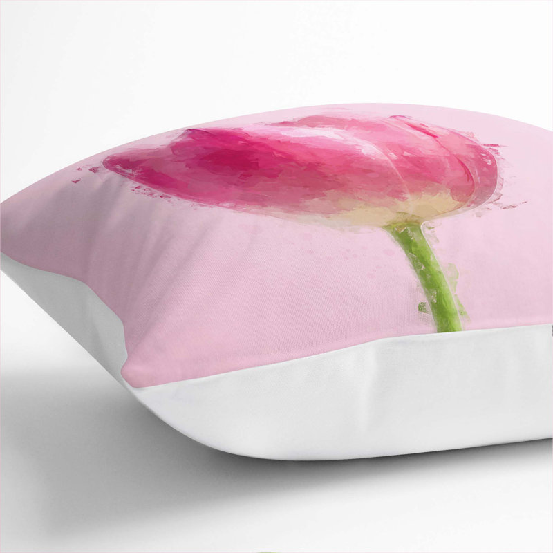 Perfectly Tulip Flower Cushion with Filling, White, 40cm H x 40cm W x 15cm D