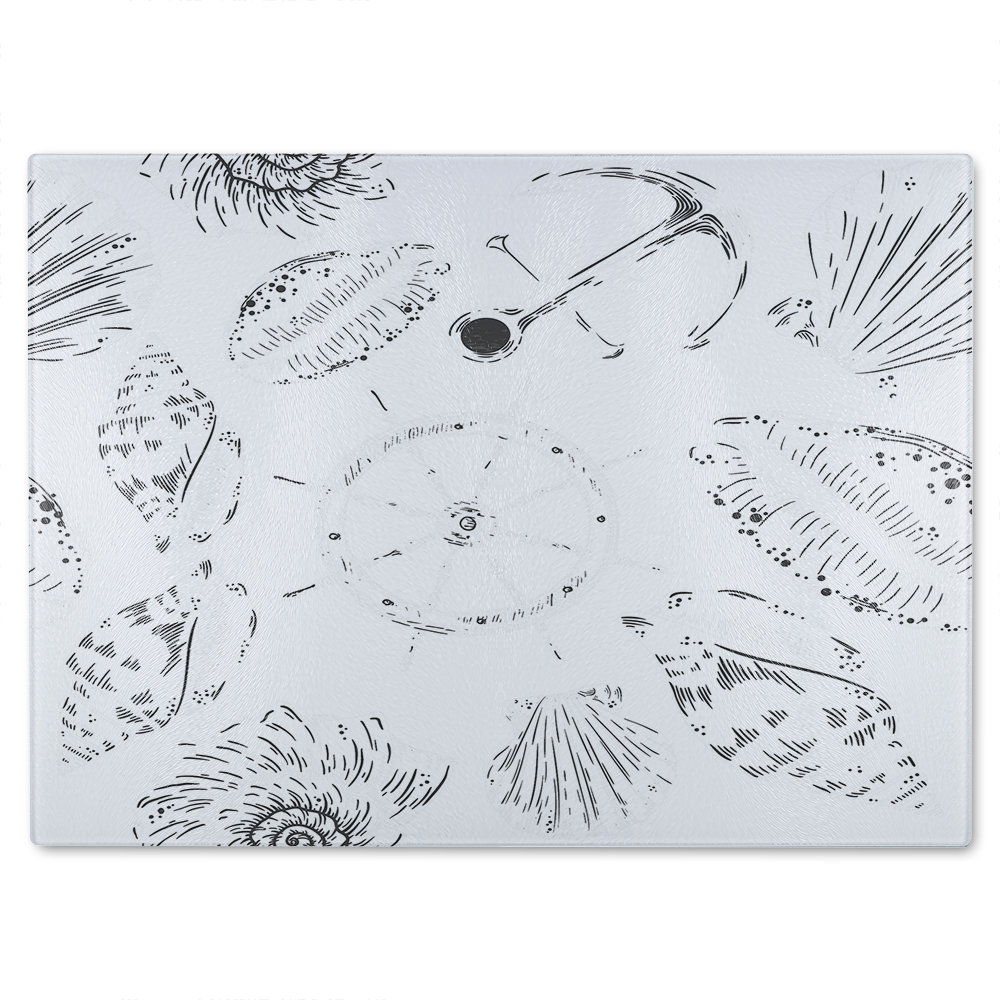 Drawn Nautical Elements Glass Chopping Board