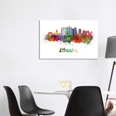 Atlanta Skyline In Watercolor II by Paul Rommer - Wrapped Canvas Graphic Art