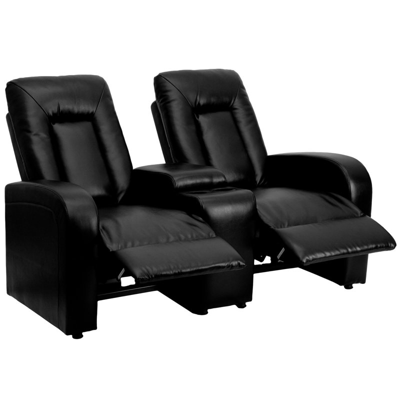 Causeuse de cinéma maison (rangée de 2), Similicuir noir