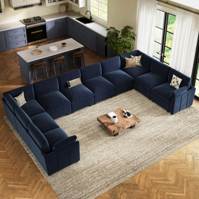 Velvet Oversized U-Shaped Modular Sectional Sofa 200.8'' Wide Livingroom Couch with Detachable Back & Seat Cushions