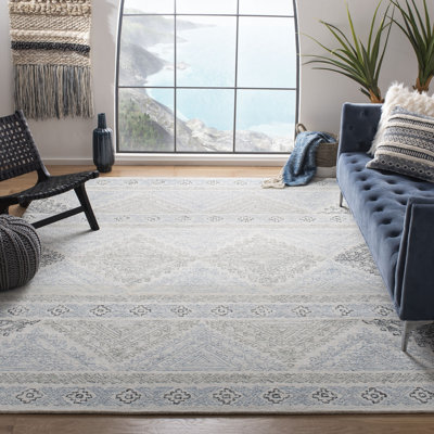 Garduno Southwestern Handmade Tufted Wool Ivory/Grey Area Rug