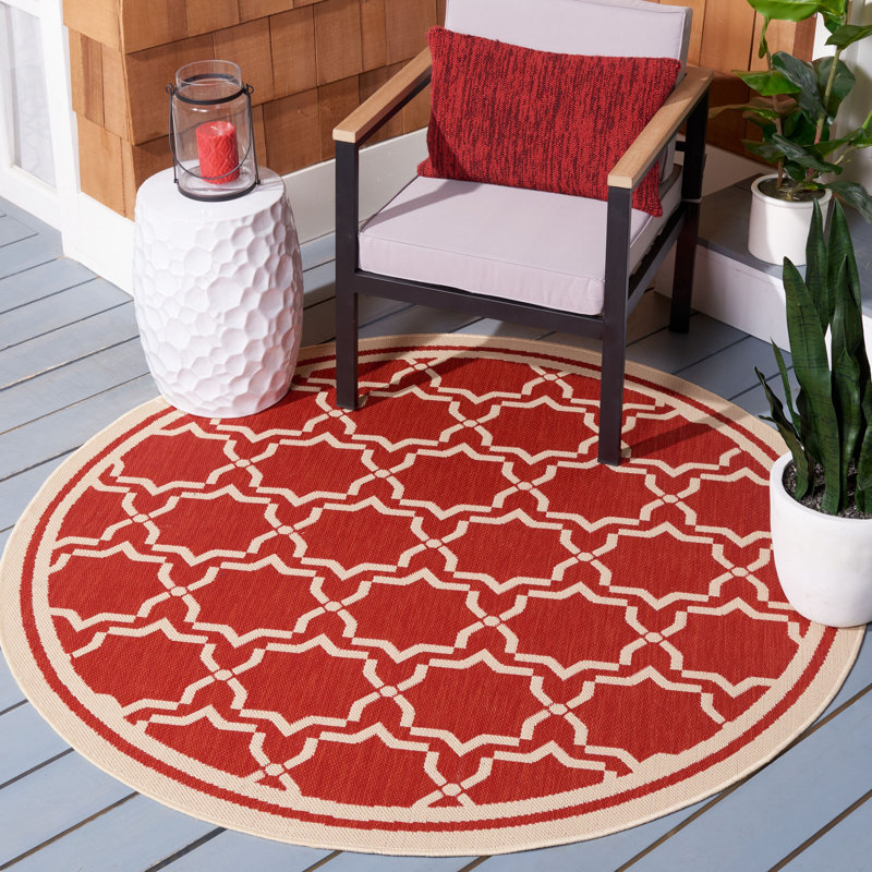 Dirks Performance Geometric Indoor/Outdoor Area Rug, Round 6'7"