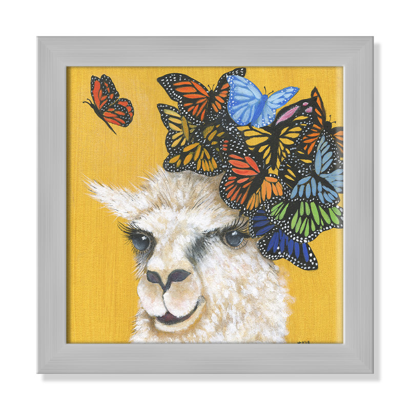 Llama Animals, 14" H x 14" W x 0.625" D, Silver Framed