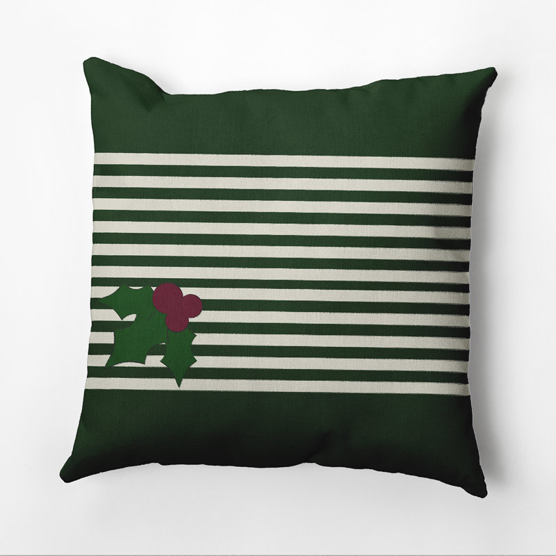 Striped Reversible Throw Pillow, Dark Green/Ivory, 18" H x 18" W