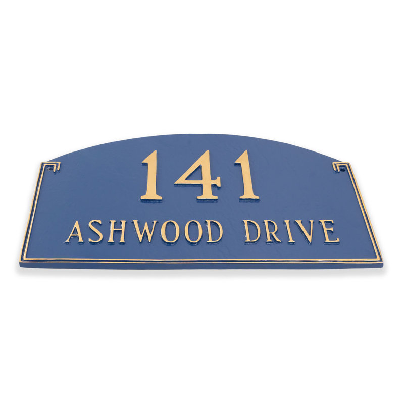 Georgetown 2-Line Wall Address Plaque, Hunter Green / Gold