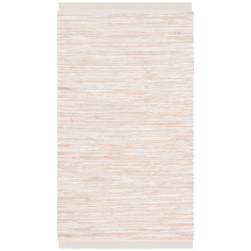 Tapis beige en coton tissé à plat à la main Patricia, Rectangle 9 pi x 12 pi