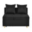 Canapé-lit convertible avec dossier réglable et fauteuil inclinable avec canapé-lit à roulettes, tissu de lin moderne pour le salon pour les espaces restreints, noir