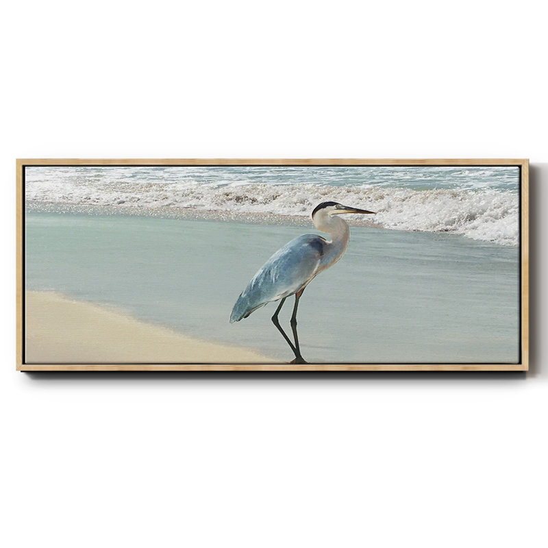 Beach Set Heron- Framed Canvas