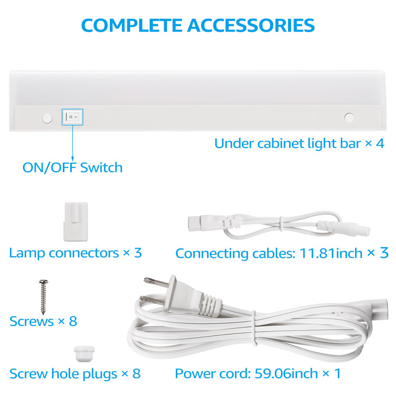 4-Light LED 12" Under Cabinet Light Bar, 4000K