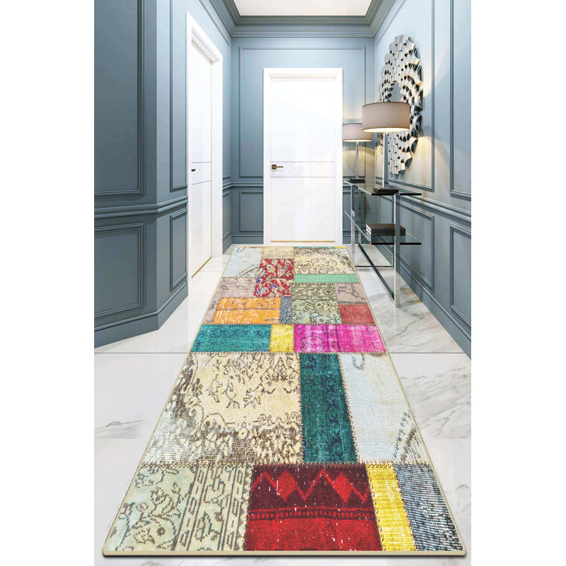 Antibacterial Hall Carpet, 100% Polyester, 31.5 x 78.7 Inches | 10 mm Pile Height, Non-Slip Underside, Machine Washable | Durable Dot Base, Perfect for Entryways & High-Traffic Areas, Easy to Maintain