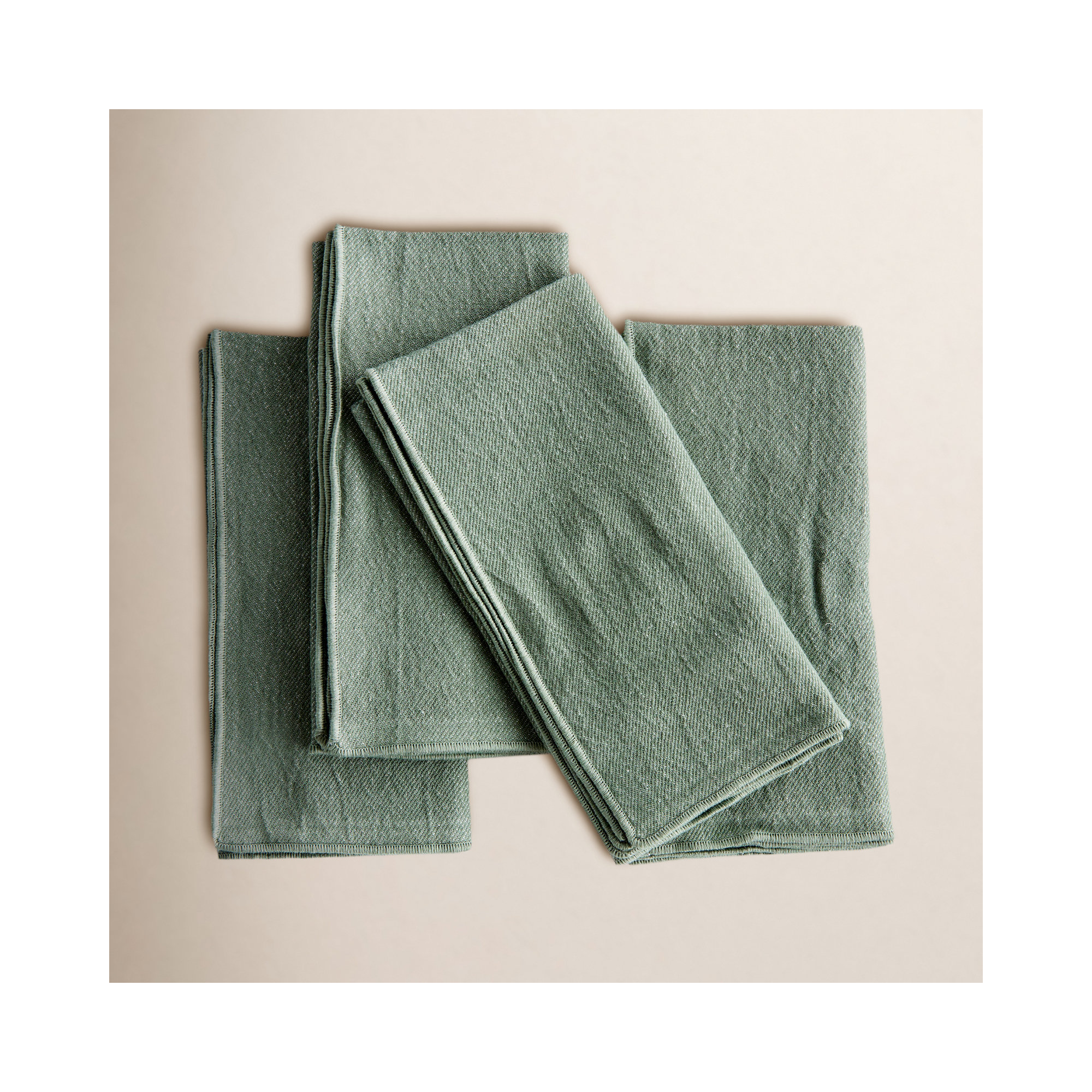 Olenna Feuille Cotton Dinner Napkins in Verdant Green, Solid, Solid Border
