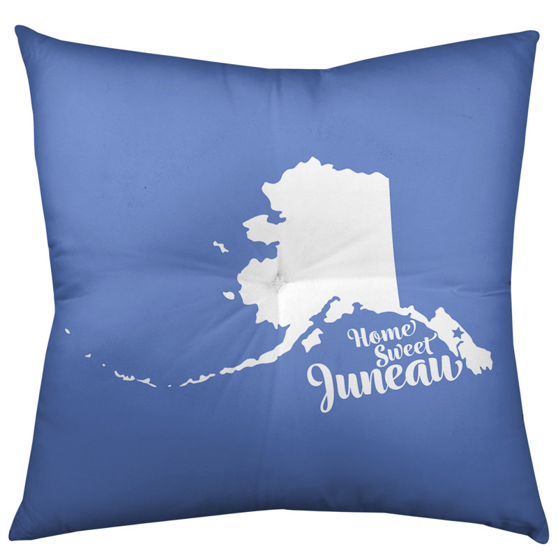 Reversible Throw Pillow, 30" H x 30" W, Blue, Juneau/Alaska