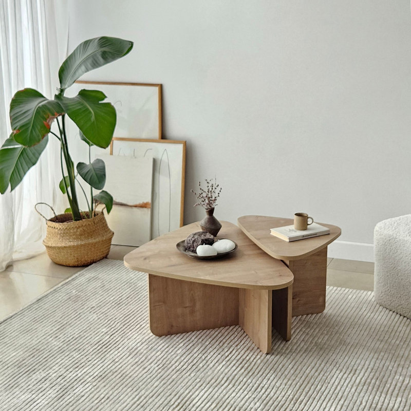 Ensemble de tables basses Modernes (2 pièces), chêne saphir, 35,4 x 23,6 x 15,7 pouces et 15,7 x 15,7 x 15,7 pouces | Panneau de particules 100% enduit de mélamine avec bande de chant en PVC, design durable et élégant | Parfait pour le salon et les espaces contemporains