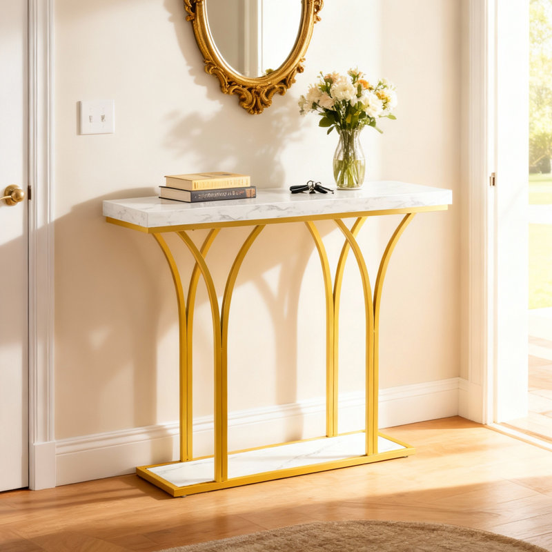 Table d'entrée, console avec plateau en faux marbre, bureau d'entrée