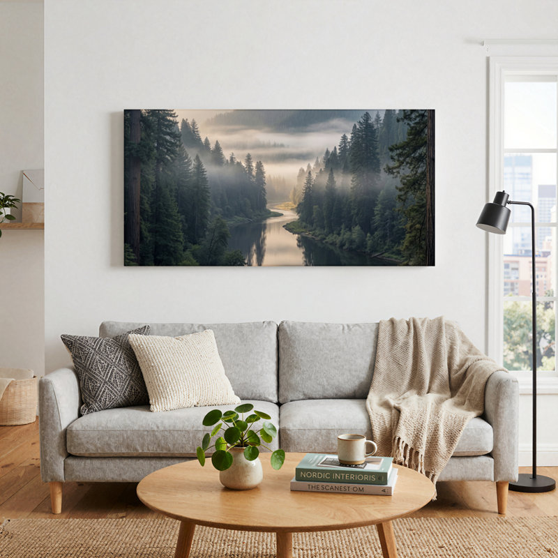 "Misty Forest", reproduction d'art sur toile, ensemble de 1, L 48 po x H 24 po, Toile tendue