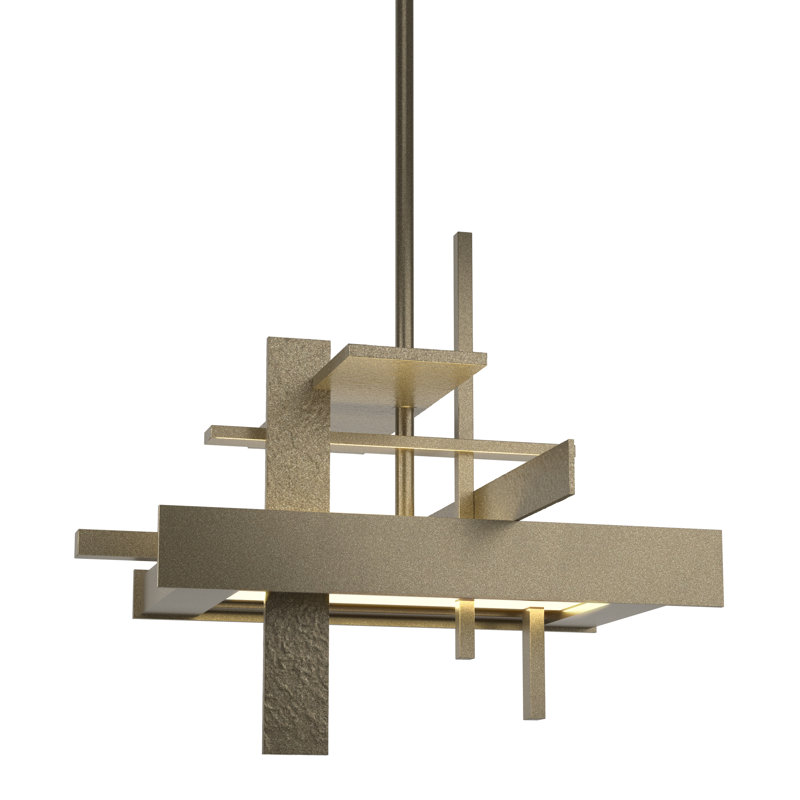 Planar 8.4" H 1 - Light Kitchen Island Geometric LED Pendant, Multi: 13.4" to 58.4", Soft Gold, None