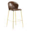 Tabouret de bar d'intérieur rembourré, similicuir brun foncé avec structure en métal, ensemble de 2