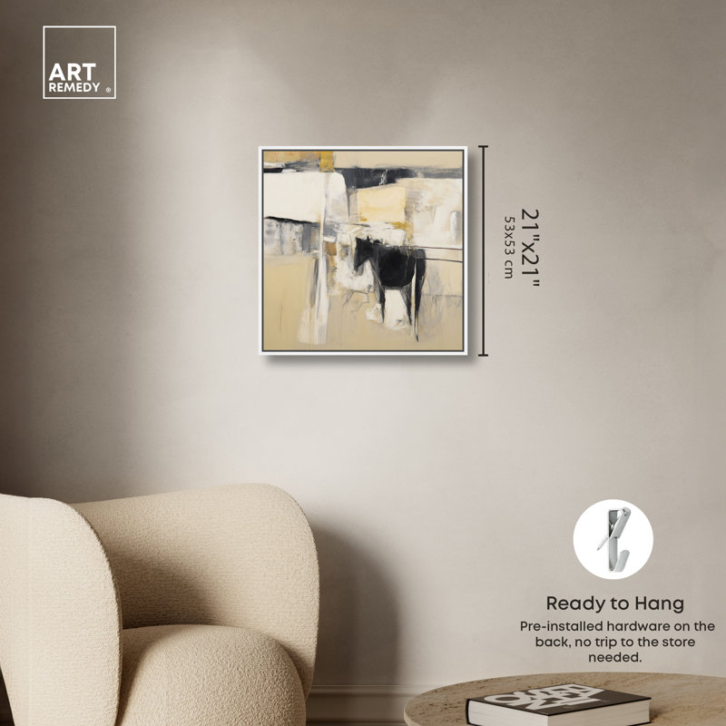 «Dark Equine», impression sur toile encadrée par Art Remedy, cadre blanc, 20 x 20, H 21 po x l 21 po, Cadre blanc