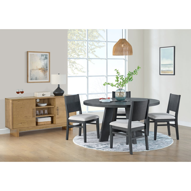 Chaise de salle à manger en chêne avec siège rembourré Prairie (ensemble de 2)