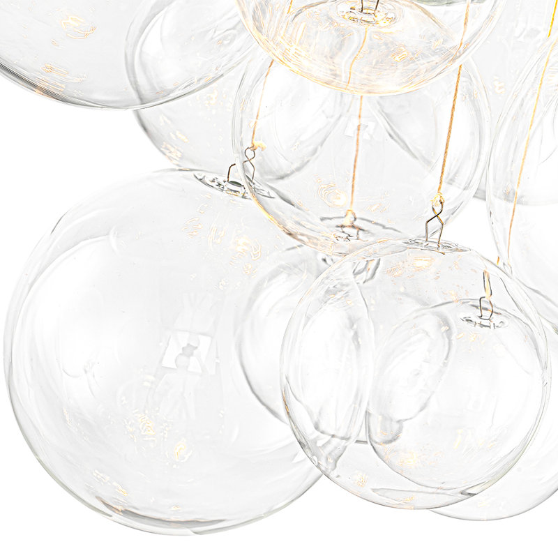 Lustre en verre bullé à 3 lumières Lelaina, Blanc, Clair