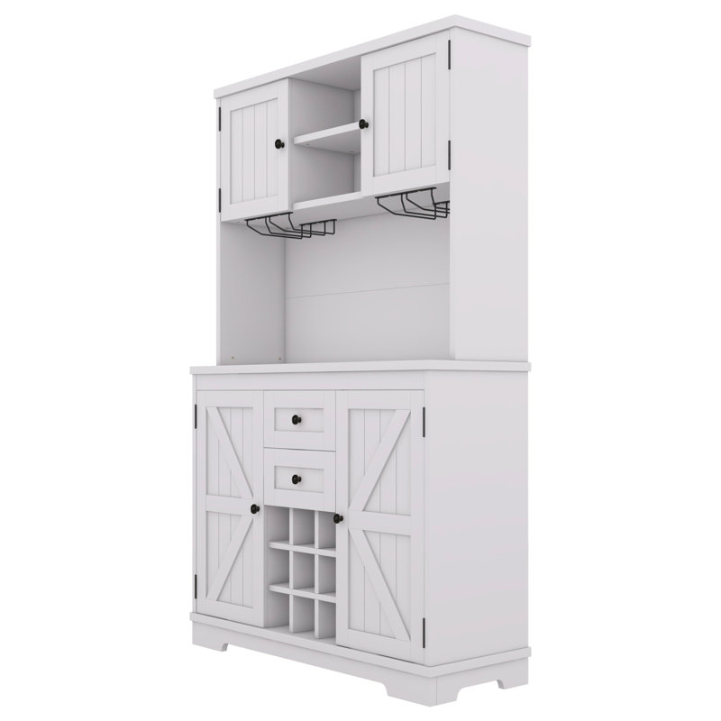 Armoire de cuisine avec rangement Coffee Bar, Noir, Blanc