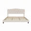 Upholstered Platform Bed With Saddle Curved Adjustable Headboard-143511944