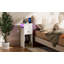 Narrow Bedside Table with 1 Drawer & Open Shelves, White Slim Bedside Cabinet with LED Light & UK Charging Station 2AC/2USB, 4-Layer Wooden Side Table for Sofa Bed Side Bedroom Living Room, UK Plug