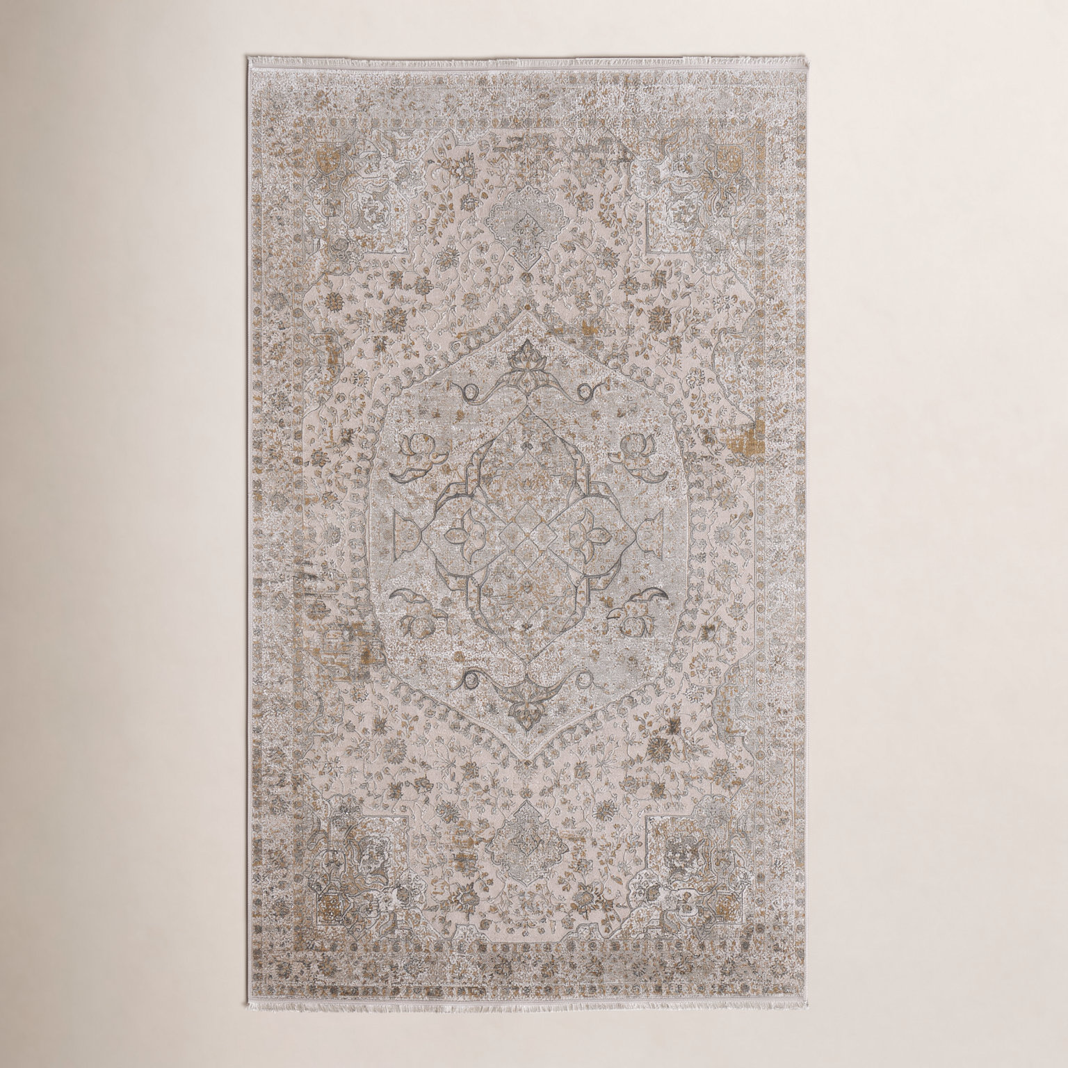 Ivory Traditional Medallion Oriental Rug, Rectangle 9'9" x 13'2"