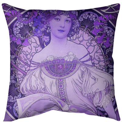 Housse de coussin euro lecture de lady alphonse mucha