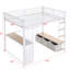 Lit mezzanine pleine grandeur en métal avec rangement à DEL, bureau, garde-robe et 3 tiroirs, blanc - taille de rangement essentielle pour chambre à coucher moderne, choix de qualité de vie